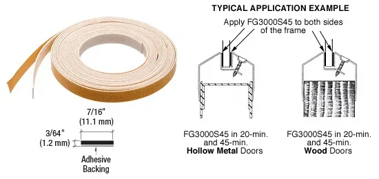 3/64″ x 7/16″ Fire Glazing Tape – 45 Minute by C.R. Laurence
