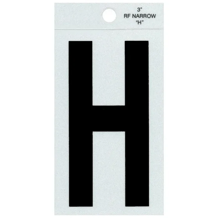 3″ – H Straight Narrow Black Reflective Letters