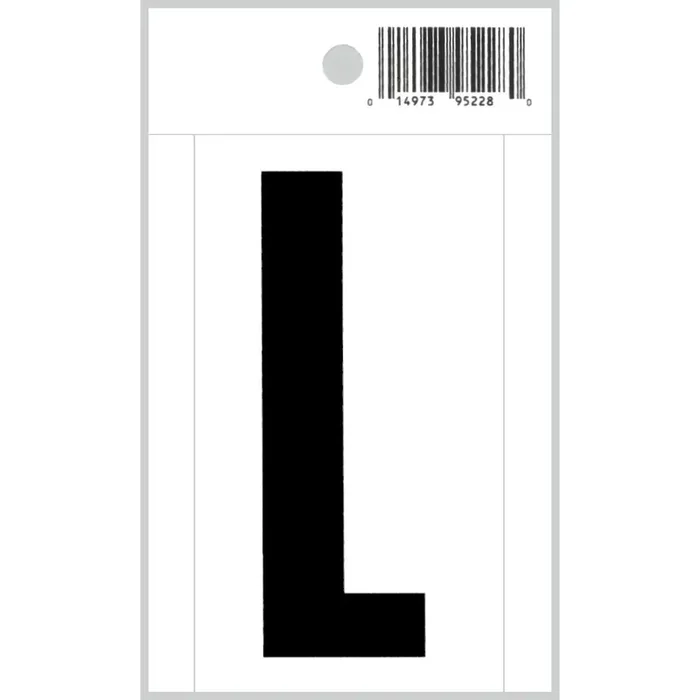 3″ – L Straight Black On White Letters