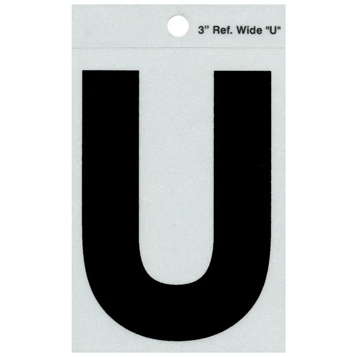3″ – U Straight Wide Black Reflective Letters