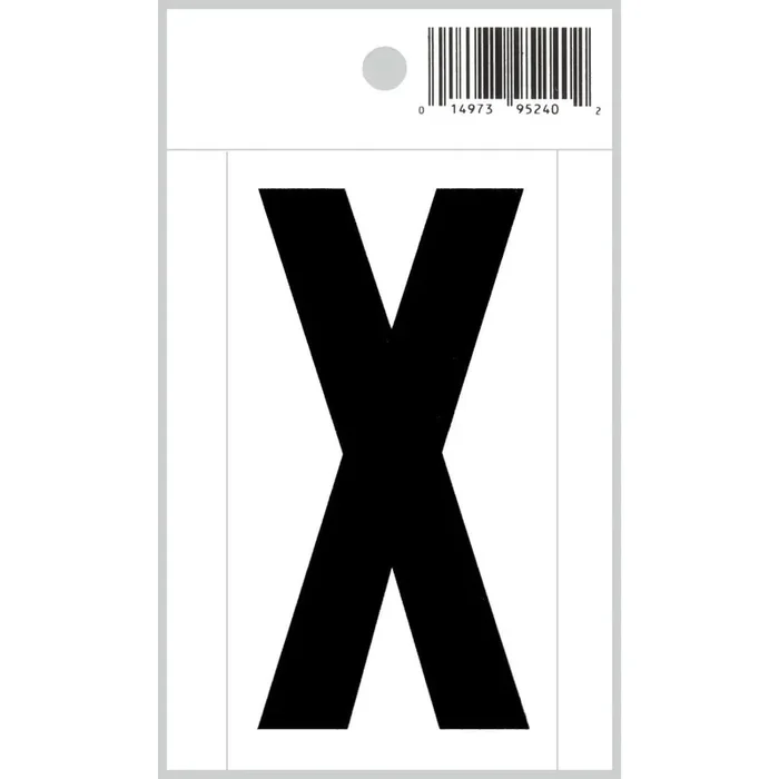3″ – X Straight Black On White Letters