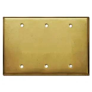 3 Blank Electrical Trim Plate – Raw Unfinished Brass