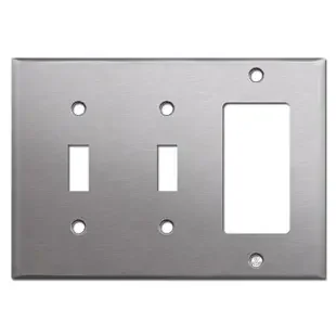 3-Gang 2-Toggle 1-Decora Switch Plate – Satin Stainless Steel