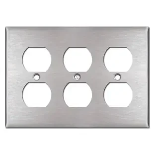 3 Outlet Wall Plate – Satin Stainless Steel