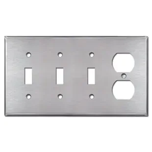 3 Toggle and Outlet Switch Plate – Spec Grade Stainless Steel