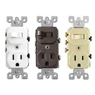 3-Way Duplex Toggle Switch + Electrical Outlet 15A Leviton 5245