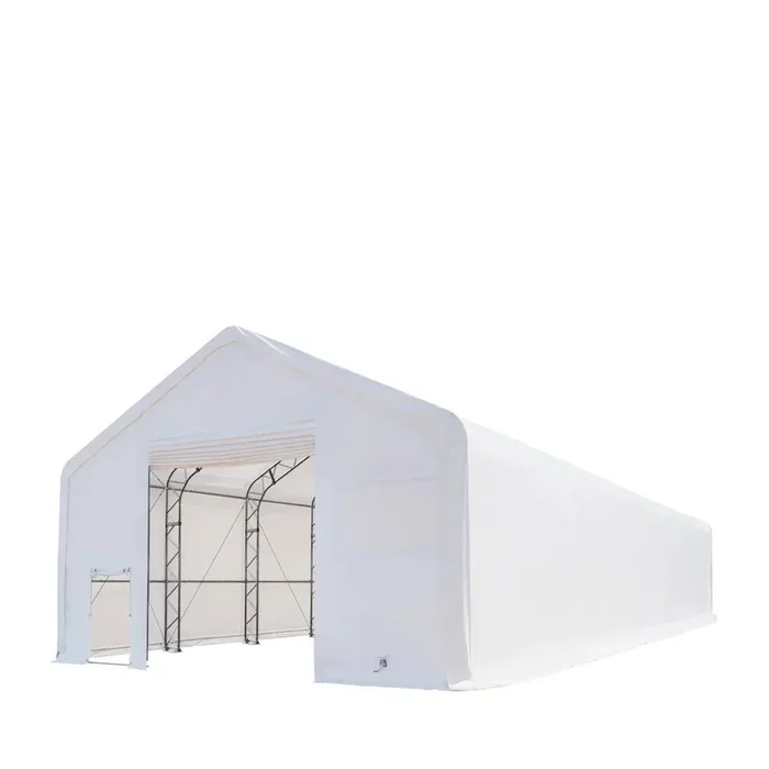 30′ x 80′ Dual Truss Storage Shelter with Heavy Duty 17 oz PVC Cover & Drive Through Doors, TMG-DT3081