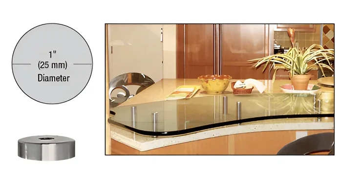 316 Brushed Stainless 1″ Diameter by 1/4″ Long Standoff Base – C.R. Laurence