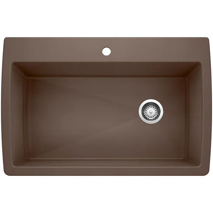 33-1/2 in. Dual Mount Silgranit Single Bowl Kitchen Sink in Caf – Blanco