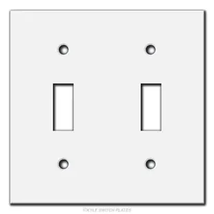 4×4 Short Flat Narrow 2 Toggle Light Switch Cover – White