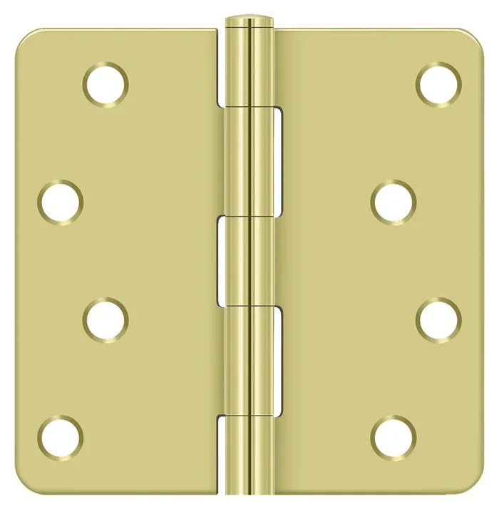 4″ x 4″ x 1/4″ Radius Hinge – Polished Brass by Deltana