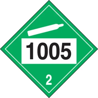 4-Digit DOT Placard: Hazard Class 2 – 1005 (Liquefied Anhydrous Ammonia) 10 3/4″ x 10 3/4″ Removable Vinyl 100/Pack – MPL721RM100