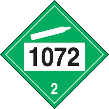 4-Digit DOT Placard: Hazard Class 2 – 1072 (Oxygen) 10 3/4″ x 10 3/4″ Removable Vinyl 1/Each – MPL722RM1