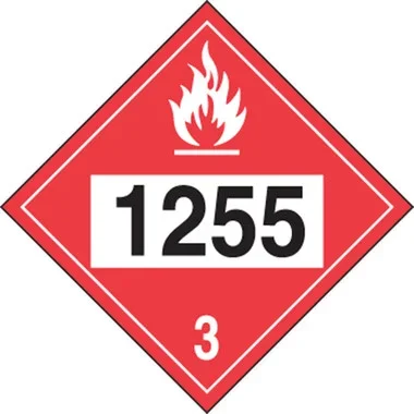 4-Digit DOT Placard: Hazard Class 3 – 1255 (Naphtha) 10 3/4″ x 10 3/4″ Removable Vinyl 1/Each – MPL735RM1