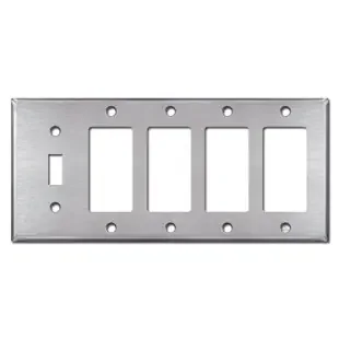 4 GFCI 1 Toggle Light Switch Plates – Satin Stainless Steel