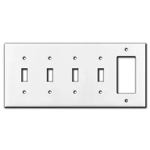 4 Toggle 1 Rocker Wall Plates – White