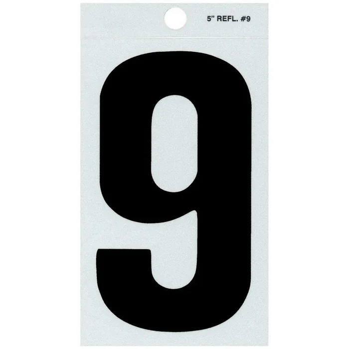 5″ – 9 Straight Black Reflective Numbers