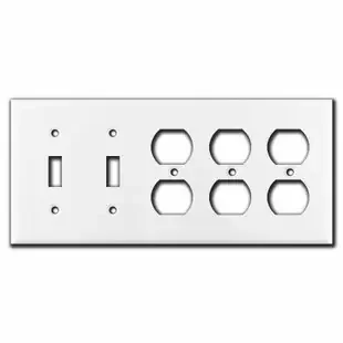 5-Gang 2-Toggle 3-Duplex Switch Plate – White