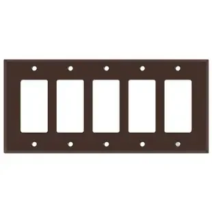 5-Gang Five Decora Rocker Switch Plate Cover – Brown