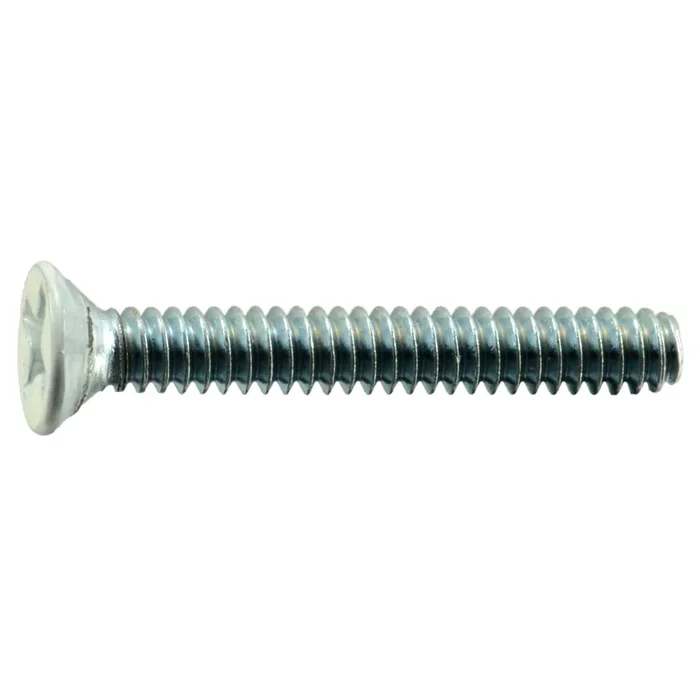 6-32 x 1″ White Painted Head Zinc Plated Steel Coarse Thread Phillips Flat Head Machine Screws