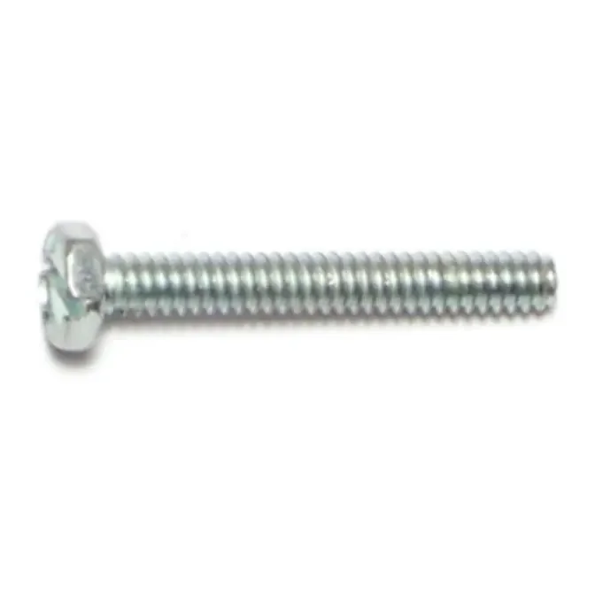 6-32 x 1″ Zinc Plated Steel Coarse Thread Slotted Indented Hex Head Machine Screws