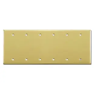 6 Gang Blank Wall Plate Cover – Polished Brass