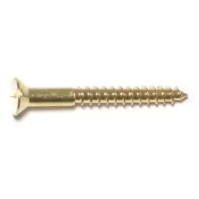 6 x 1-1/4″ Brass Slotted Flat Head Wood Screws