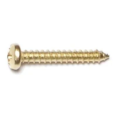 6 x 1″ Brass Plated Steel Phillips Pan Head Sheet Metal Screws