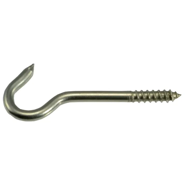 6 x 9/64″ x 3/8″ x 2″ 18-8 Stainless Steel Screw Hooks