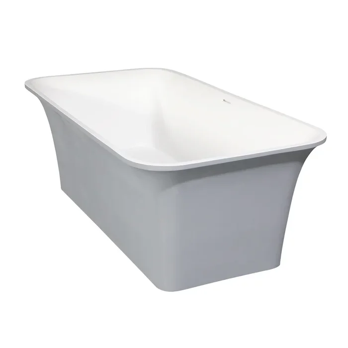 67″ Solid Surface Rectangular Double Ended Freestanding Tub – Matte White/Gray by Kingston Brass