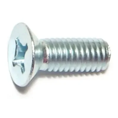 6mm-1.0 x 16mm Zinc Plated Class 4.8 Steel Coarse Thread Phillips Flat Head Machine Screws