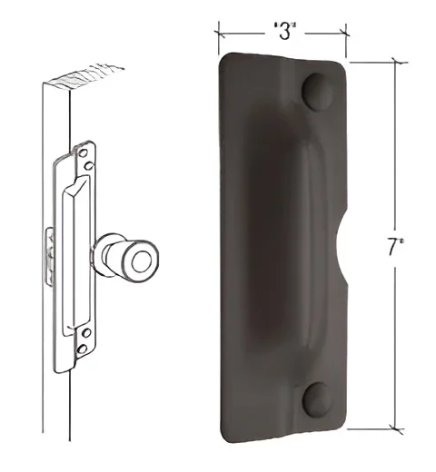 7″ Bronze Latch Shield for Flush Mounted Doors by C.R. Laurence