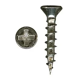 #7 x 5/8″ Deep / Coarse Thread Phillips Flat Head Wood Screws, Nickel Plated, 100 Pieces