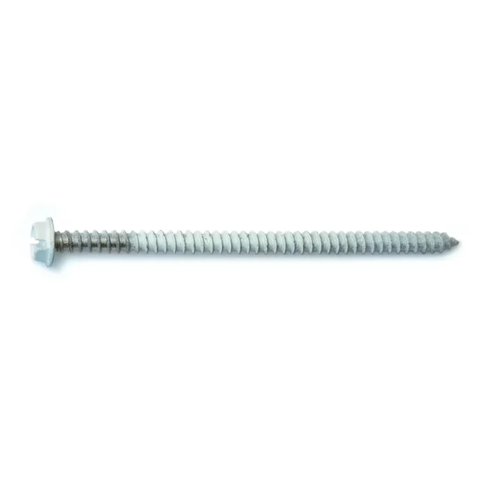 8-14 x 3″ White Painted 18-8 Stainless Steel Hex Washer Head Sheet Metal Screws