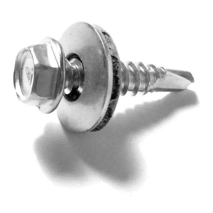 8-18 x 3/4″ 410 Stainless Steel Hex Washer Head Self-Drilling Screws with Sealing Washers
