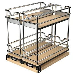 8-19/32″ 2-Tier Double Wide Wire Wall Upright Storage Pull-Out, Polished Chrome