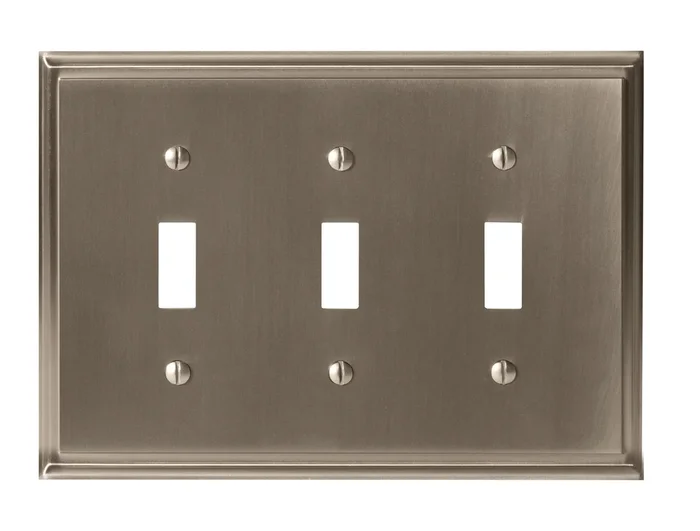 8-3/10″ x 6-3/10″ Mulholland Triple Toggle Wall Plate Satin Nickel Finish by Amerock