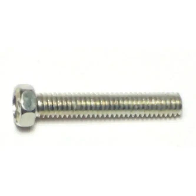 8-32 x 1″ Zinc Plated Steel Coarse Thread Slotted Indented Hex Head Machine Screws