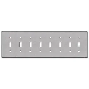 8 Toggle Switch Wall Plate – 302/304 Stainless Steel