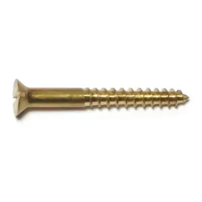 8 x 1-1/2″ Brass Slotted Flat Head Wood Screws