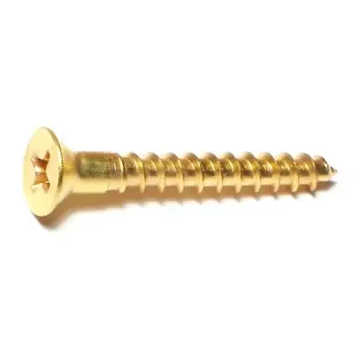 8 x 1-1/4″ Brass Phillips Flat Head Wood Screws