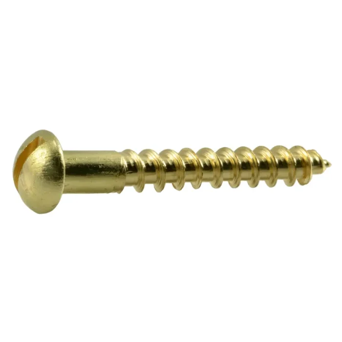 8 x 1-1/4″ Brass Slotted Round Head Wood Screws