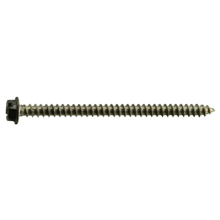 8 x 2-1/2″ Black Painted 18-8 Stainless Steel Hex Washer Head Sheet Metal Screws