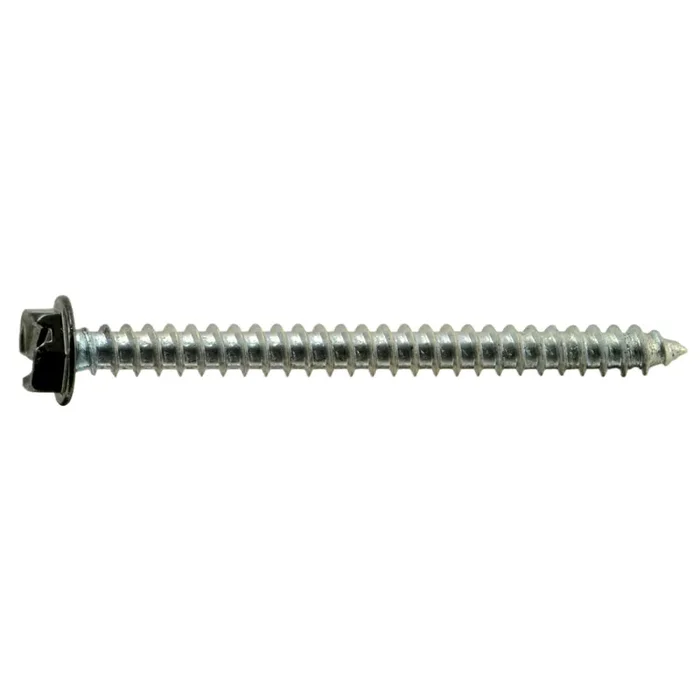 8 x 2″ Black Painted Steel Slotted Hex Washer Head Sheet Metal Screws