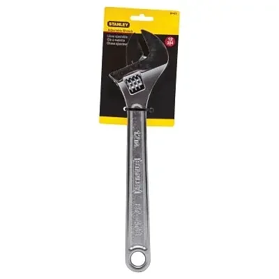 Adjustable Wrench, 12 in Long, 1-3/8 in Opening, Chrome
