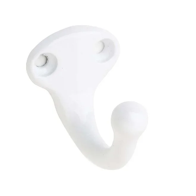 Aluminum Single Wardrobe Hook – White Finish by Ives Commercial