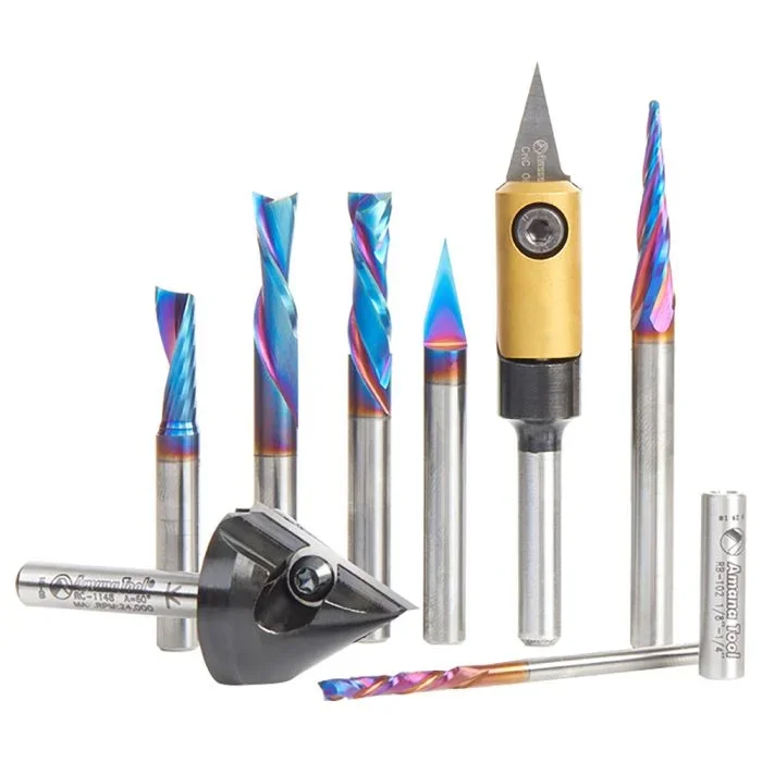 Amana Tool AMS-169 10 Piece Solid Carbide CNC Signmaking Router Bit Set