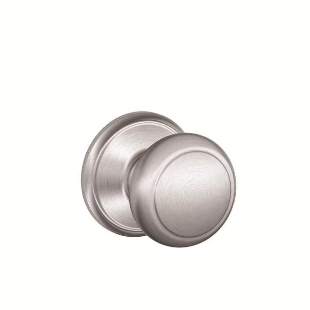 Andover Knob Interior Active Trim with 12326 Latch and 10269 Strikes – Satin Chrome Finish by Schlage