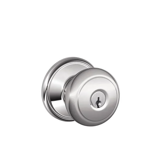 Andover Knob Keyed Entry Lock C Keyway – Bright Chrome Finish