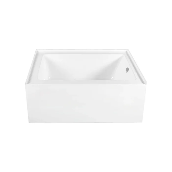Aqua Eden 60″ Acrylic Rectangular 3-Wall Alcove Tub, Right Hand Drain, Glossy White/Polished Chrome